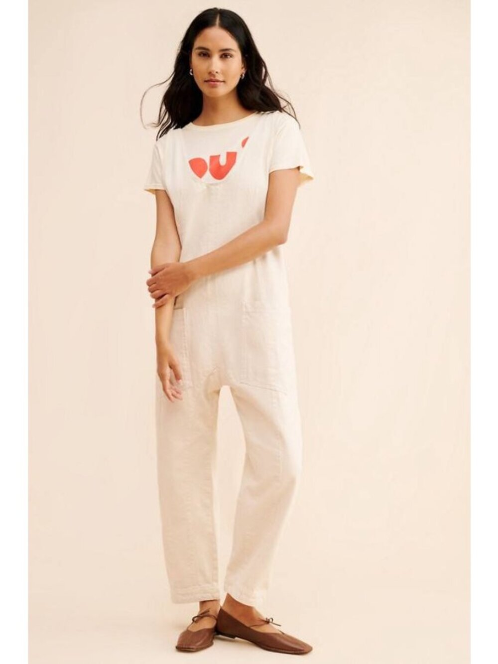 Free People High Roller Jumpsuit In Ivory Size XS Utility